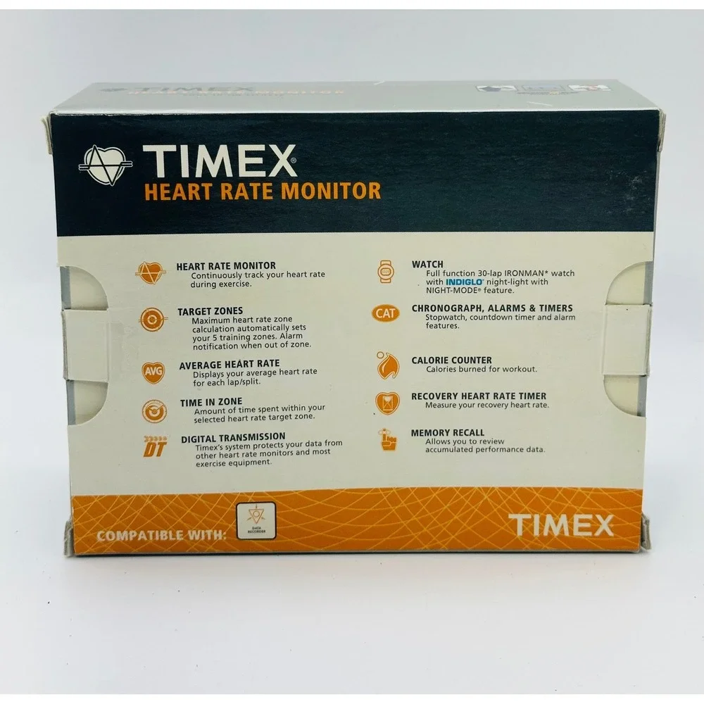 Timex Ironman Triathlon Heart Rate Monitor Watch 30-Lap Indiglo 5C411 New Box